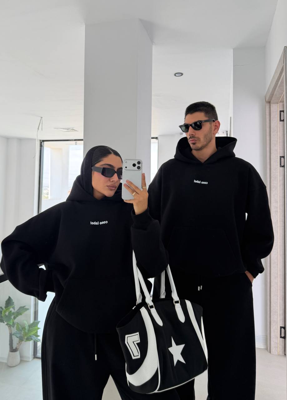 هودی تک مشکی تکسدار Unisex